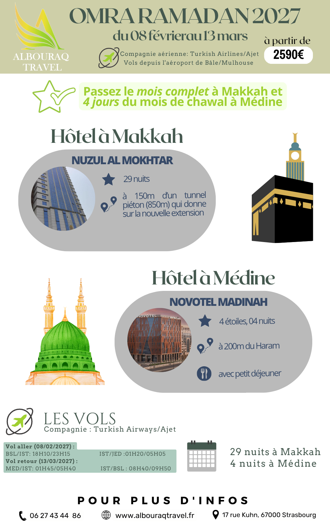 Le mois complet de Ramadan 34 jours ,Hôtel Nuzul al mokhtar à (1000m)